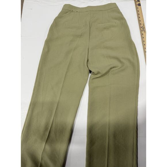 Express Editor Pants Mid Rise Size 10R Khaki Relaxed Trousers Wide Leg Long - Picture 5 of 8